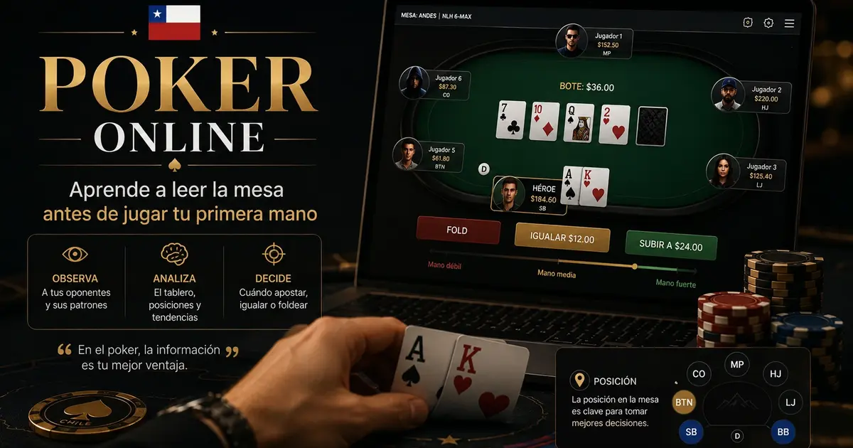 Póker online: aprende a leer la mesa antes de jugar tu primera mano