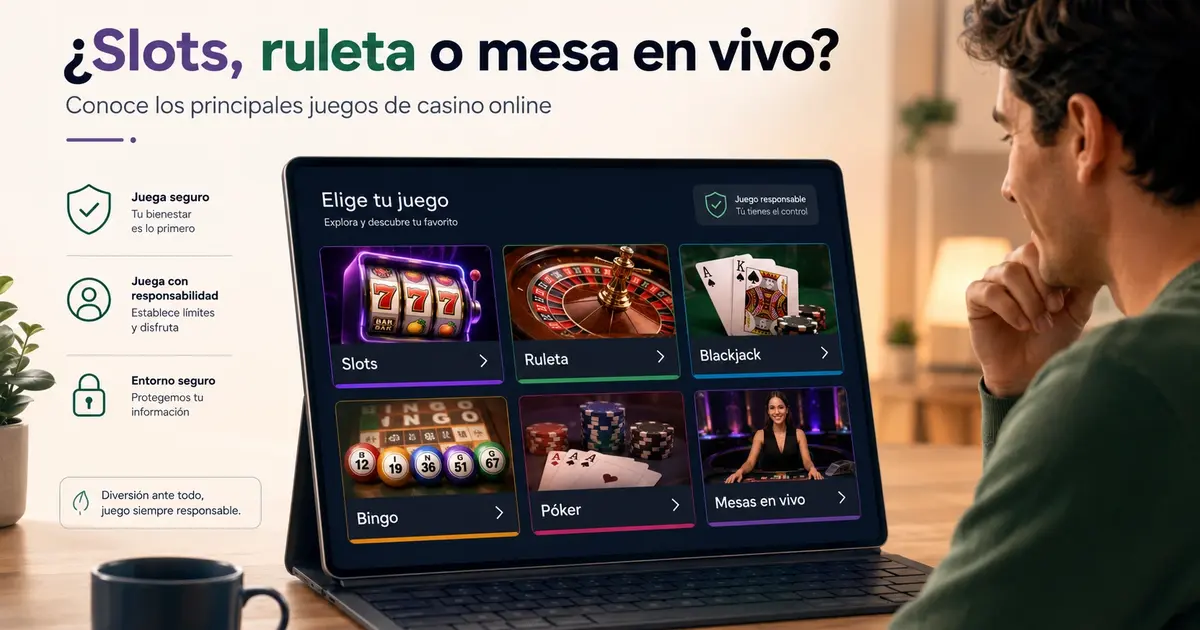 ¿Slots, ruleta o mesa en vivo? Conoce los principales juegos de casino online